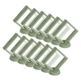 uxcell 12 Pcs 3D Floating Display Case, 3.54 x 3.54 Inch Floating Frame Display Holder Stand, Transparent PE Jewelry Storage Box, Light Green