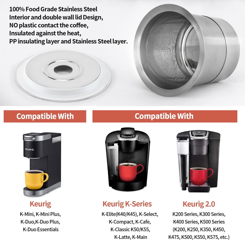 Hikey Reusable K Cups Coffee Pod Filters for Keurig 1.0