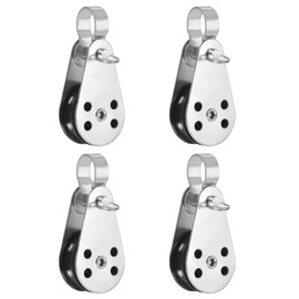 PATIKIL Stainless Steel Nylon Marine Pulley Block, 4Pcs, 1 inch, Black