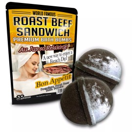 Gears Out Roast Beef Sandwich Bath Bombs, Funny XL Root Beer Scented Fizzers, 2 Pack