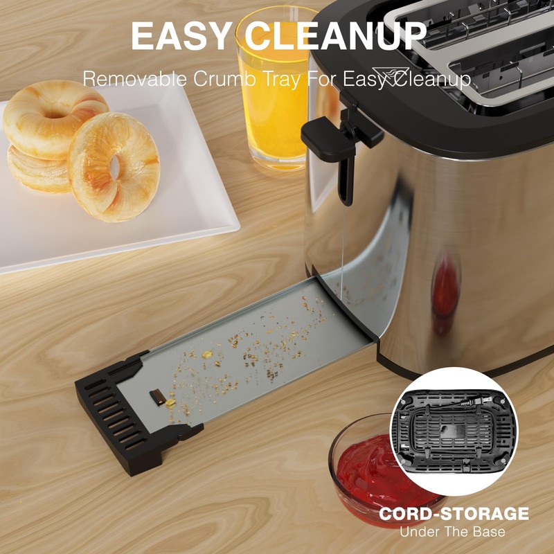 Anfilank Toaster 4 Slice with Countdown Timer, Extra Wide Slots