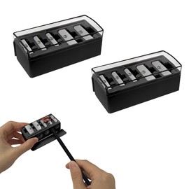 2 Pack 5 Hole Makeup Pencil Sharpener Set,Eyebrow and Lip Liner for Cosmetic Makeup Pencil Sharpeners Tool for Women Travel Accessories（Black）