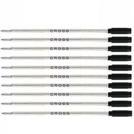 10 Genuine Cross Medium Ballpoint Black Refills (Bulk Pack)
