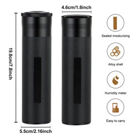 Portable Cigar Humidor, Cigar Case with Hygrometer, Travel Cigar Case, Cigar Case Tube for 3 to 4 Cigars, Humidor Cigar Stainless Steel, Gift for Lovers Cigar Lovers (Black)