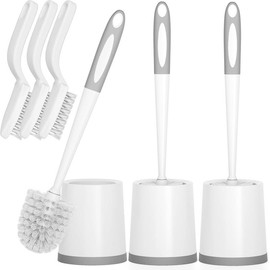 Toilet Brush, 3 Pack Toilet Brushes for Bathroom with Holder, Bathroom Accessories Toilet Bowl Brush with 3 Clean Brush, Toilet Scrub Brush, Toilet Brush Set for Deep Cleaning, White - size: 3 pack