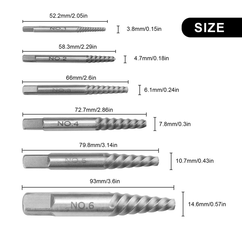 6 Pieces Damaged Screw Extractor Set Professional, CHSEROK Screw Extractor