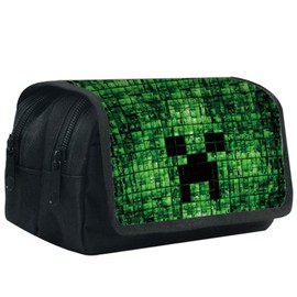 SYSYSYYASNL Minecr Pencil Case, Cartoon Pencil Case, Children's Large Capacity Pen Bag, Double Zip, for Teenagers, Students, Office, School, Office Supplies, b