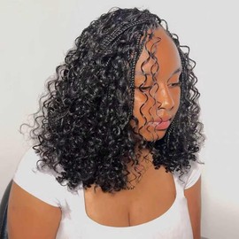 9 Packs 8 Inch Pre Looped Boho Box Braids Crochet Hair With Curly Ends