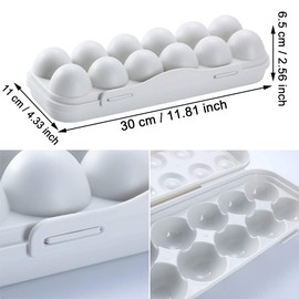 12 Grid Plastic Egg Containers, Egg Box, Plastic Egg Tray, Egg Box, Plastic Egg Box, Stackable Portable Egg Holder with Lid for Home, Outdoor, Picnic