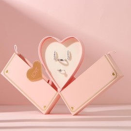 Vidifina Ring/Earring/Necklace Jewelry Set Box Luxury Gift Box for Anniversary Birthday Christmas Jewelry Storage Case for Women (LIGHT PINK) BOX ONLY