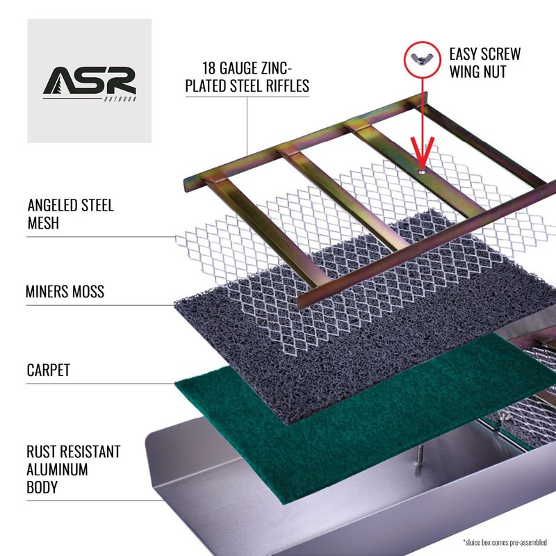 ASR Outdoor 27" Compact Aluminum Sluice Box with Flared Mouth