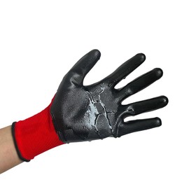 SupremeTTF 24 Pair Red Work Gloves Nitrile coated Gloves Builder's gloves Gardening Gloves Construction Warehouse use gloves grip gloves men women (Small-7)