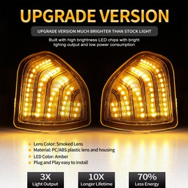 KURL-T LED Side Mirror Turn Signal Light Left & Right Rear View Mirror Lamps Clear Cover Lens for 68302828AA 68302829AA Compatible with 2010-2018 Dodge Ram 1500 2500 3500 4500 5500, Pack of 2 (white)