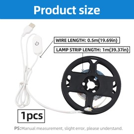 Annlpoy 1M Dimmable USB LED Strip Warm White Light 3000K Waterproof LED Strip with Touch Switch for TV Backlight Coaster Office Home Decoration