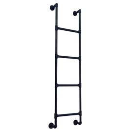 Black Metal Step Ladder Wall Mounted Loft Stairs Height Attic Bed Ladder 100-300cm Emergency Egress Ladder for Window Well Climbing Ladders for Dorm,Library,Bunk Bed,Deck,RV(110cm/