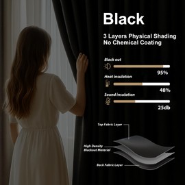 Room Divider Curtains Ceiling Track Sets Extra Wide Blackout Curtain Flexible Bendable Tracks Wall Mount for Bedroom Privacy Partition Separator, 1 Panel Black Drape and White Rail, W108 x L96 in