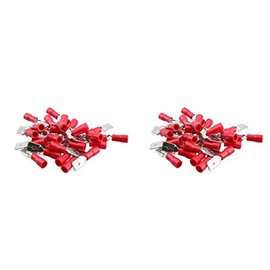 3mm Male Red Electrical Cable Wire Spade Terminals Crimps Connectors 50pc