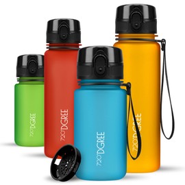 720°DGREE uberBottle Children's Water Bottle, 350 ml, softTouch with Sieve, Leak-Proof, BPA-Free Bottle for Kindergarten, School, for Girls and Boys from 3 Years, Small, Lightweight, Shockproof