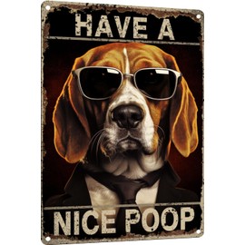TopPacific Beagle Have a Nice Poop Bathroom Funny Novelty Metal Sign Retro Wall Decor for Home Gate Garden Bars Restaurants Cafes Office Store Club Sign Gift Plaque Tin Sign 12x8 INCH(4166)