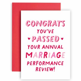 Huxters Funny Wedding Anniversary Card for Husband or Wife - Marriage Performance Review - Anniversary Card for Mum or Dad - 14.8cm