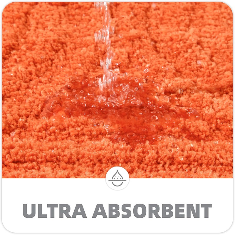 Lansatte Boho Rustic Bath Mat Orange Non-Slip 16’’W x 24’’L