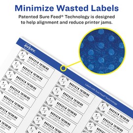 Avery Printable Return Address Labels with Sure Feed, 0.5" x 1.75", White, 2,000 Blank Mailing Labels (05267)