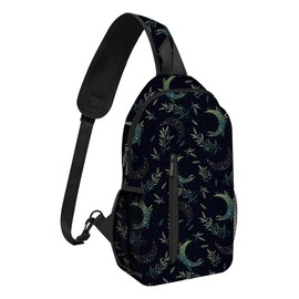 wiuurs Moon Sling Bag Travel Sling Backpack Lightweight Chest Daypack with Adjustable Strap for Women Sports Running Hiking