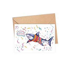 CoCray66 Happy Birthday Card - Funny Shark Card - Funny Animal Birthday Cards - Birthday Card For Shark Lover - Card Birthday For Animal Lover - Birthday Card For Friends - Family
