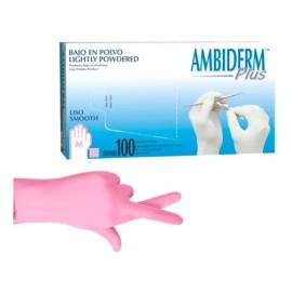 Ambiderm Guante Ambiderm Plus Rosa Látex 100pz