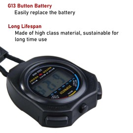 Stopwatch-Digital Water-Proof Stop Watch, Swimming Watch, Multifunctional Sports Stopwatch for Swimming, Running, Basketball, and Football, LCD Display Chronograph with Alarm Clock (Black)