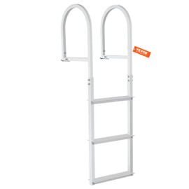 VEVOR Removable Dock Ladder 3 Steps, 500lbs Load Capacity, Aluminum Swim Ladders, Pontoon Boat Ladder with Nonslip Design for Lake, Marine Boarding, Pool