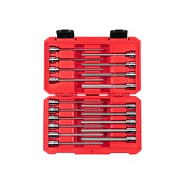 TEKTON 3/8 Inch Drive Long Hex Bit Socket Set with Case, 19-Piece (1/8-3/8 in., 3-10 mm) | SHB91315