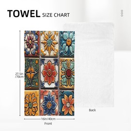 Boho Colorful Flower Hand Towels Bathroom Kitchen Dish Towel Decorative Soft Absorbent Washcloths Guest Fingertip Towels for Gym Hotel Yoga Spa Home Decor 16X30 Inch