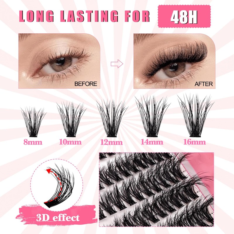 200 Pieces DIY Eyelash Extensions Set, 8-16 mm, Mixed Fluffy