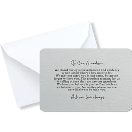 To Our Grandson Sentimental Poem Silver Metal Wallet Card (No Heart Cut Out)