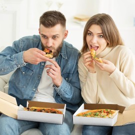 WOKAV WOKAV 15 Pcs Cardboard Pizza Box 7.3 x 7.3 x 1.6 Inch White Kraft Corrugated Mini Pizza Pizza Boxes Used for small personal pizzas