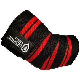Sedroc Sports Weight Lifting Elbow Wraps Powerlifting Support Sleeves Straps - Pair