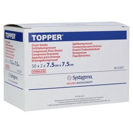Topper Slotted Kompr. Sterile 100 Compresses 7.5 x 7.5 cm
