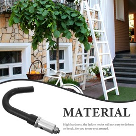 Pack of 2 Ladder Hooks, Roof Ladder Hooks, Heavy Duty, Extension Ladder Hooks, Stabilisers, Stainless Steel, Rubber, Black, 18.5 x 11.5 x 3 cm, 650 g, for Home