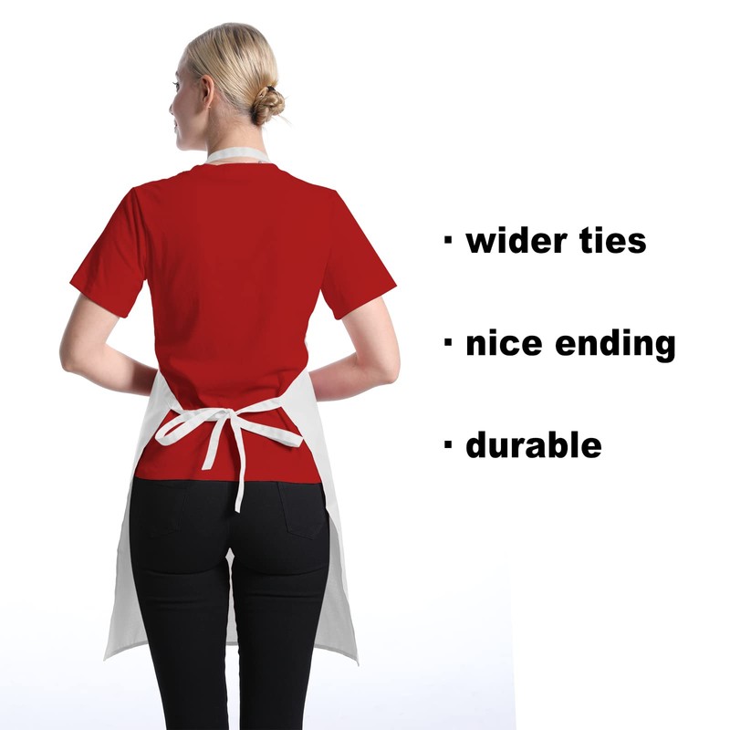 CWFUN 12 pack White Apron for Women Men with Pockets,