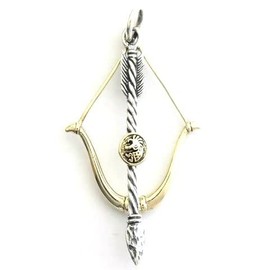 COSUMOSU Kokopelli Native american 925 Sterling Silver Pendant - Bow and Arrow 2.04inch