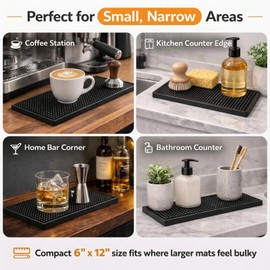 Home Bar Mat, No Strong Plastic Odor, Non-Slip Spill Mat, 6 x 12 Inch