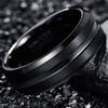 083BASE Men's Tungsten Carbide Rings Black Outer Width 8 mm