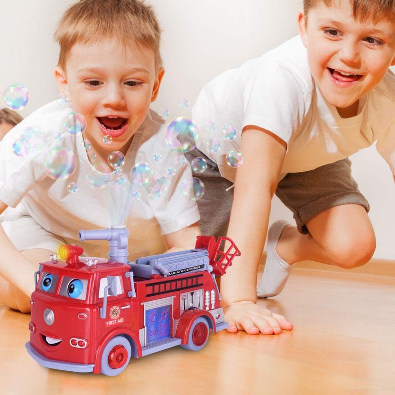 ArtCreativity Fire Truck Toy with Bubble Blowing Action – Fun