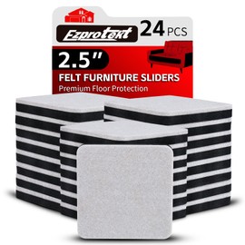 Ezprotekt 2.5" Square Felt Furniture Movers Sliders for Hardwood Floors, 24 Pcs Reusable Felt Furniture Moving Pads for Sofa Table Bed Desk Couch Cabinet - Move Items Easily and Quickly (Beige)
