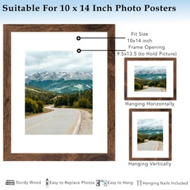 QOTIB 10x14 Picture Frame Deep Brown for 30 x 40cm Diamond Art Painting, Wood 10x14 Frame with 8.5x11 Mat for Wall Mounting, 30x40 cm Frame with Shatter-Resistant Plexiglass, Deep Brown, 1 Pack