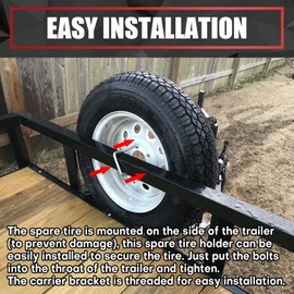 VIAGL U-Bolt Trailer Spare Tire Bracket, Spare Tire Carrier Galvanized Threaded Spare Tire Mount Bracket Side Mount 4 or 5 Lugs fit for Fishing Boat, Ski Boat or Sailboat Trailer