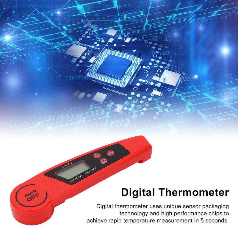 Digital Meat Thermometer 180° Foldable Probe 5S Measurement IP66 Waterproof