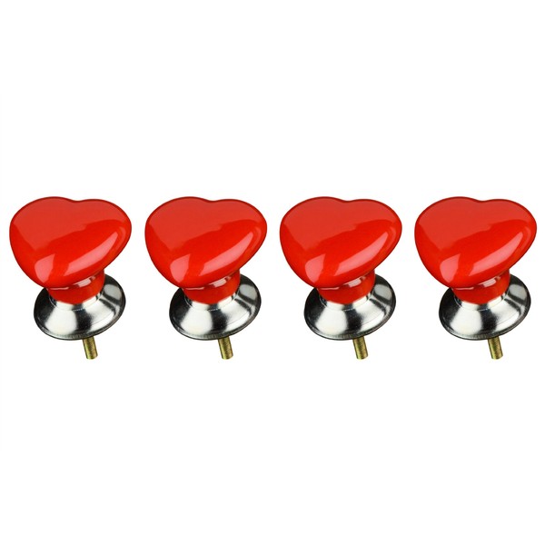 Premier Housewares 2490001 Heart Shape Drawer Knobs - Set of 4, Red