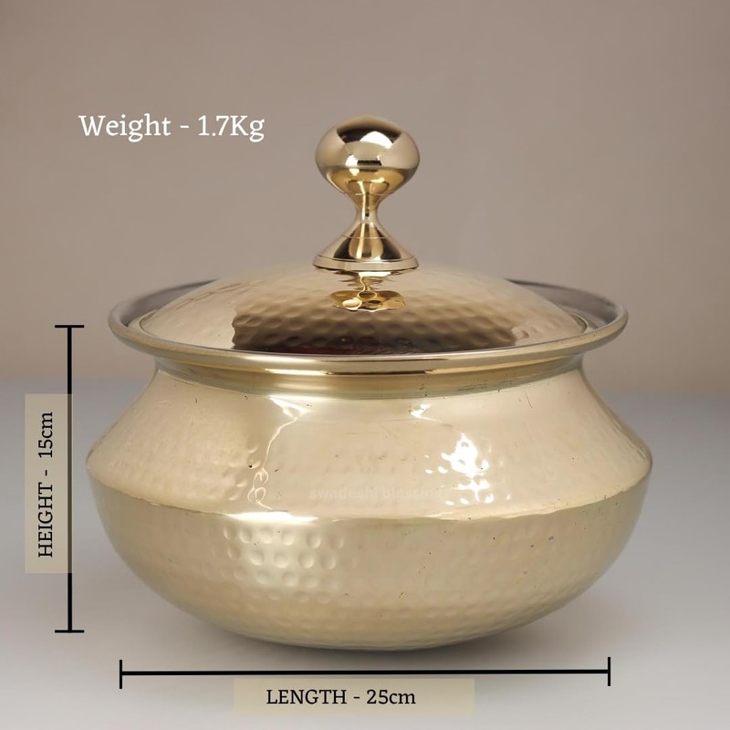 Swadeshi Blessings Exclusive Range Brass Handi Pot for Cooking with